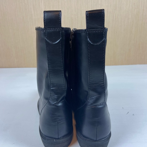 Black Combat Boots Womens 8.5 Lace Up Zip Side Lug Sole Moto - Picture 4 of 12
